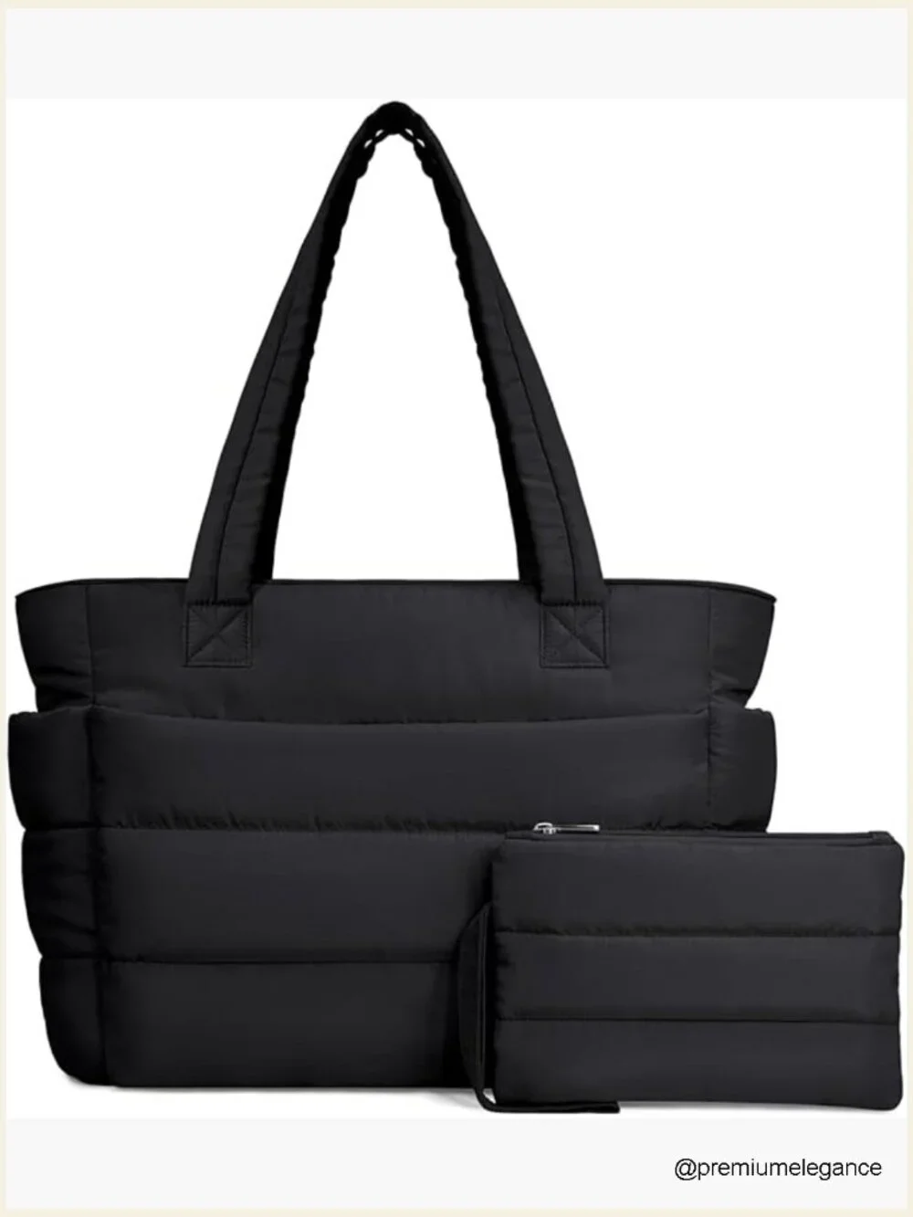 Quilted Puffer Tote Bag with 9 Pockets, Lightweight Shoulder Bag for Work